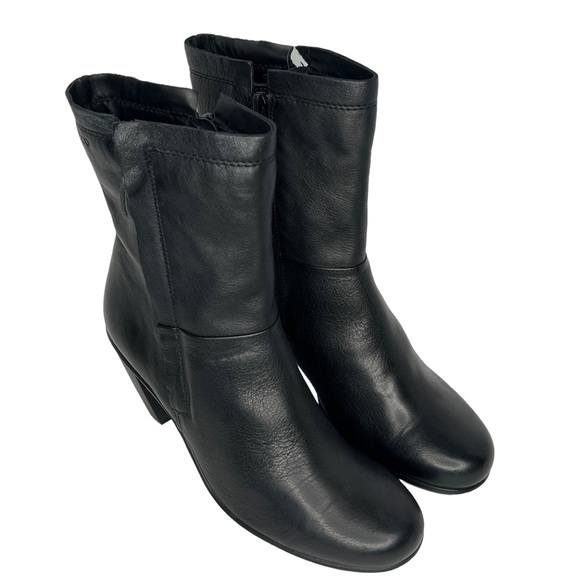 Ecco Black Double Zip Round Toe Mid Calf Leather Boots Size 40 EU / 9 -9.5 US - Picture 2 of 14